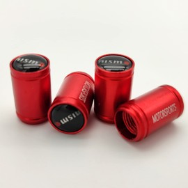 nismo Nissan Air Valve Cap X-Trail Serena Elgrand Bluebird Tiana Kicks Diz Note Aura Aria Lukes Leaf NV100 Clipper NV350 Caravan Tire Wheel Rim Dress Up Cool (Red)