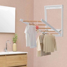 DEIGEHJRE Clothes Drying Rack, Wall Mounted Clothes Drying Rack for Laundry, Foldable Towel Airer, Space Saving Dry Stand, 5 Arms, for Bathrooms, Laundry Rooms, Balconies