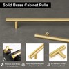 QOGRISUN 2-Pack Solid Brass Cabinet Pulls, Gold Euro Style T-Bar
