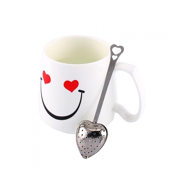 Tea Strainer Infuser Ball, Stainless Steel Food Grade Heart Shape Mesh Tea Strainer Tea Filter with Handle, Reusable Fine Mesh Tea Interval Diffuser for Loose Leaf Tea and Mulling Spices