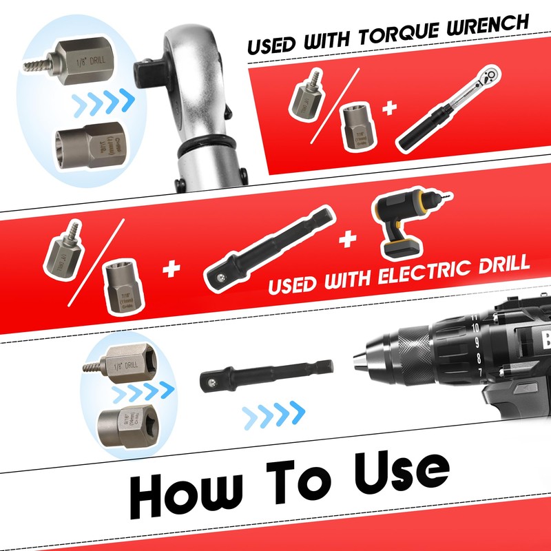 UYECOVE 33Pcs Screw Bolt Extractor Set Hex Head Multi-Spline, Left