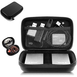 NDOOL Funda de Disco Duro con Estuche de Audifonos, 2 en 1 Estuche EVA con Cierre de Cremallera y Bolsillos para Hard Drive, Cables, Tarjetas SD TF, Memoria USB, Audifonos y Otros