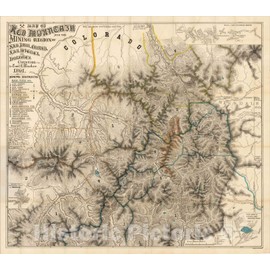 Historic Map : Map of Red Mountain and The Mining Region of San Juan, Ouray, San Miguel and Dolores Counties, Colo. by Emil Fischer. 1891., 1891, Vintage Wall Art : 24in x 22in
