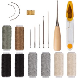 AIEX 18 Pcs Leather Sewing Needles for Leather Repair for Upholstery Leather, Carpets, Canvas, Sewing Accessories