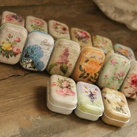 8Pcs Mini Flower Tin Trinket Jewelry Organizer Storage Box Decorative Boxes Small Metal Tins with Hinged Lids Portable Box Containers Small Storage Kit,Christmas Stocking Stuffers