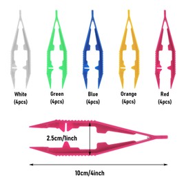 20 Pcs Plastic Tweezers, Sawtooth Tweezers for Crafting, Colorful Bead Craft Tweezer for Children DIY Home Classroom School, Jewellery Making Supplies (5 Colors)