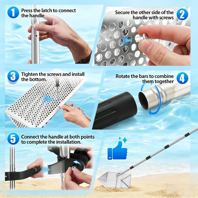 Sand Flea Rake Stainless Steel Beach Sand Sifter with Sharp