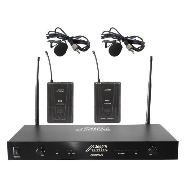 Audio2000'S AWM6002UM UHF 2-Channel System with Two Lavaliere Wireless Microphone