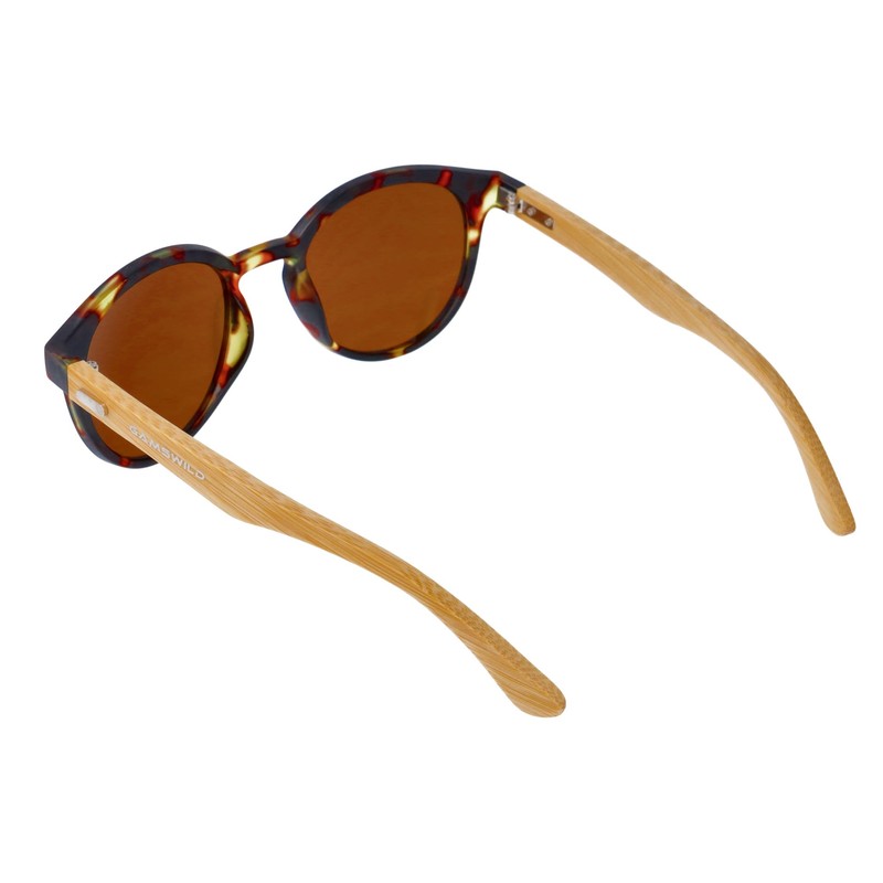 Gamswild WM1228 Sunglasses Bamboo Fashion Glasses Women Men Red Brown