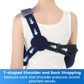 Velpeau Arm Sling with Waist Strap - Ventilated & Breathable Support Brace for Shoulder, Rotator Cuff, Elbow, Hand injury (Mesh-Blue, Left, Small)