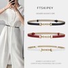 Women's Simple Cowhide Black Fashion Decorative Leather Belt Size/Qd-Double Black 10ea