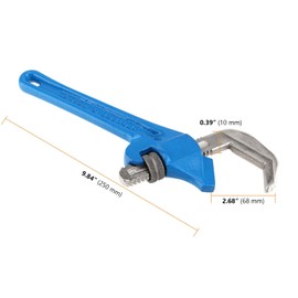 SEUNMUK 2 PCS 9-1/2 Inch Hex Offset Wrench, Offset Pipe Wrench Heavy Duty Steel End Pipe Wrench Adjustable Plumbing Wrench Tools with Blue Handle, 1-1/8-2 5/8 Inches Capacity