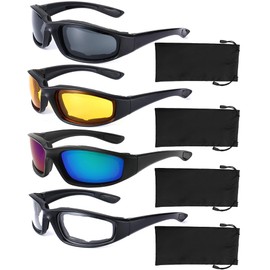 YISUGOOC 4 Pair Motorcycle Glasses Riding Glasses UV Protection Windproof And Dustproof Motorcycle Goggles Foam Cushion Eyeglasses Suitable For Outdoor Sports Motorcycle Riding