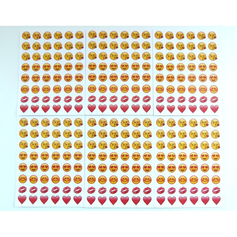 PartyErasers 6 Sheets Popular Smiling Faces Red Heart Stickers (288