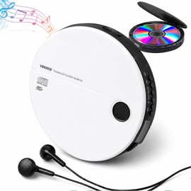 iimono117 Portable CD Player, Lightweight, Multifunctional, Compact, Repeat Playback, Anti-Skipping, ESP Vibration, Language Learning, Music Listening, Earphone Included, Japanese Instruction Manual, White