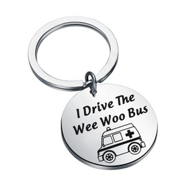 Ambulance Driver Keychain Responder Gift I Drive The Wee Woo Bus Emergency Vehicle Charm Emergency Nurse Gift (We-Wo-Bus)
