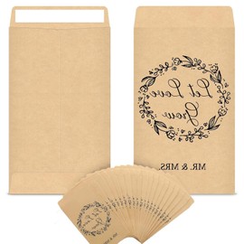 Hochzeits-Gastgeschenk Blumensamen Tütchen – 120 Stück 'Lass Liebe wachsen' Rustikale Kraftpapier Umschläge, Selbstklebende Umschläge für Gäste, Gastgeschenke Hochzeit, 2,4 x 3,9 Zoll