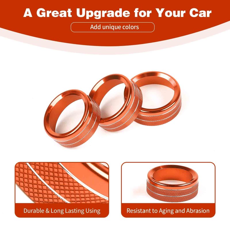 PDKLIN for Jeep JL AC/Radio/Headlight Knob Cover Trim Ring for