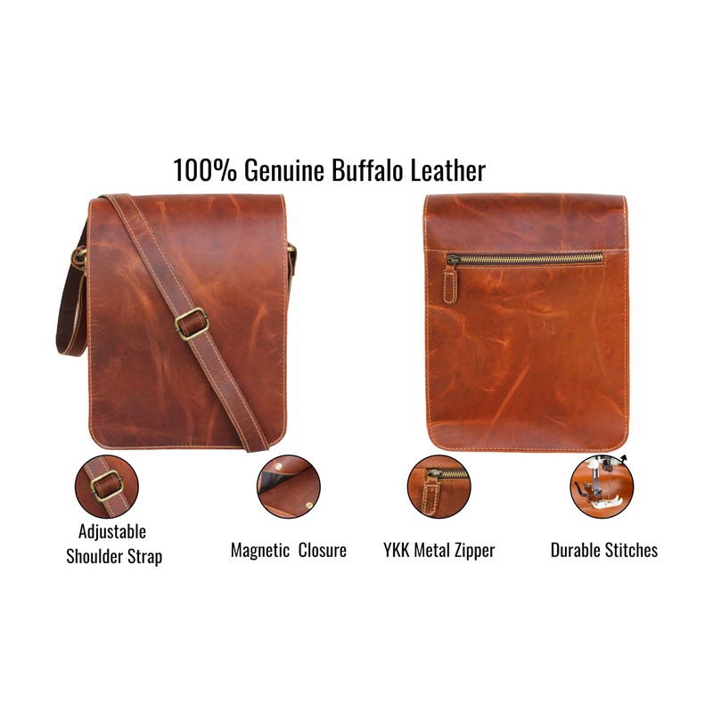 15" leather messenger bag laptop case office briefcase men computer