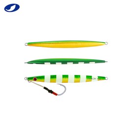 OceanCat Deep Water Fast Slow Metal Lead Jig Jigging Fishing Lures 5 Colors 5 Lines Glow 100g/150g/200g 240lb (Green&Gold, 100g)