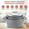 Granitestone Gray Pots and Pans Set Nonstick, 6 Stackable Piece