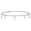 CoutureJewelers Sterling Silver Moon and Star Charm Anklet for Women,