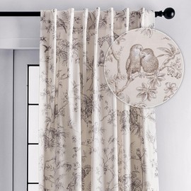 Maison d' Hermine 100% Cotton Curtain - 50"x108" Beige Decorative Curtain - Aesthetic Curtains for Farmhouse, Kitchen & Bedroom - for Spring & Summer - Jouy Paradis Collection