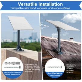 Starlink Gen 3 Mount Adapter Aluminum Alloy, 15.7" Heavy Duty Steel Pivot Pole Pipe with Adjustable Base Mount Kit Compatible with Starlink V3 Standard Dish for Roof