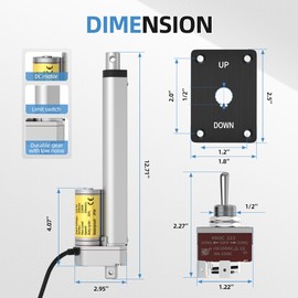 RVMARINEPAT 8 Inch 12v Linear Actuator, 330lb Thrust, High Speed 10mm/s Heavy Duty Linear Motion Actuator 12V with Manual Controller for Industrial Use