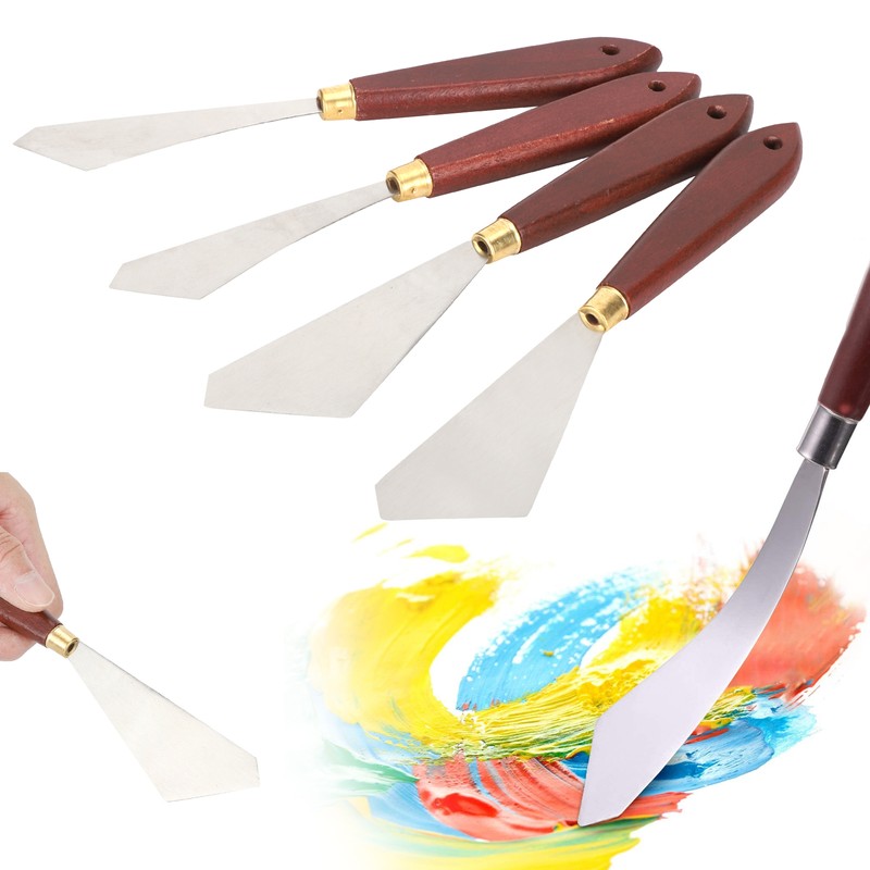 4Pcs Stainless Steel Palette Knife Shaped Oil Painting Art Spatula