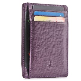GH GOLD HORSE Slim RFID Blocking Card Holder Minimalist Leather Front Pocket Wallet for Women, Cross Purple, Slim, Minimalist Slim Female Wallet With Card Slots Holder