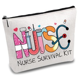 CREATCABIN Cosmetic Bag Nursing, Survival Kit Nurses, Cosmetic Bag Canvas, Multi-Purpose Pencil Case Metal Zip, Toiletry Bag, Travel Purse, Bag, Gifts Women, 25 x 18 cm, nurse survival kit-110