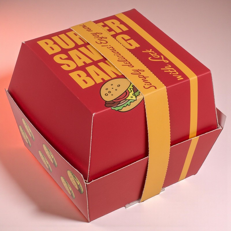 MIJOMA Burger Money Box with Ceramic Eyes - With Lock