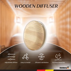 Steinberg14 Wooden Vent Cover 5 inch - Universal Supply and Exhaust Valve - Adjustable Vent Cover - Round Wall Ceiling Vent - Wooden Air Vent - Sauna Vent Cover with Pine Wood