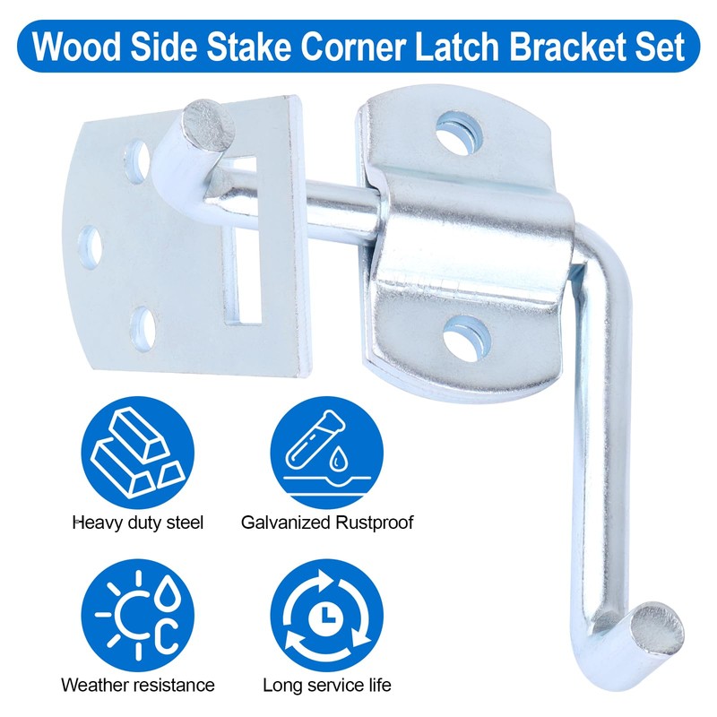 Stake Bed Latches Bracket Set, Straight Side Gate Latch for