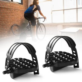 Heimtrainer Pedale mit Riemen,Heimtrainer Pedalen Fahrrad Pedale,Fahrrad Pedalriemen Heimtrainerpedale mit Riemen für Fahrrad Heimtrainer,EIN Paar Rennradpedale