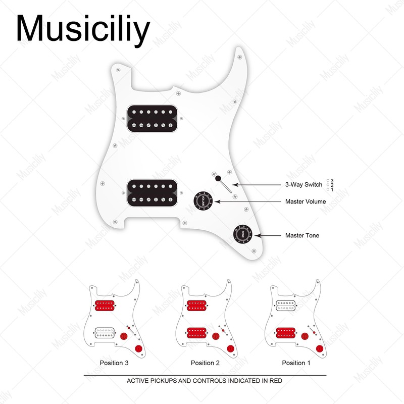 Musiclily Pro Guitar Pre-wired Wiring Harness Upgrade for Import ST