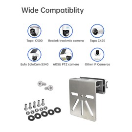 Naubluvo Gutter Mount Stainless Steel for Eufy S340 Camera, SoloCam E30 and Eufy 4G LTE Cam S330, Gutter Mount Bracket for Security Cameras, IP PTZ Dome Outdoor Cameras, No Drill Installation