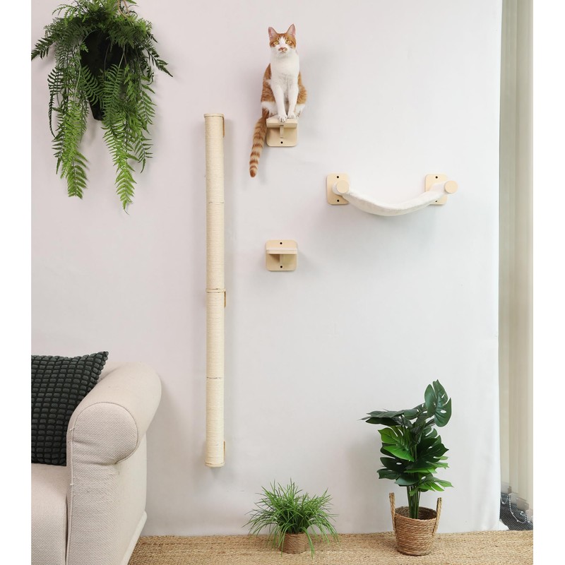 FUKUMARU Cat Wall Scratcher, 60" Tall Wall Mounted Kitten Scratching