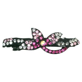 Brand jcgy Mid Size Crystal Barrette Black Trim French Clip j4460fuchsia