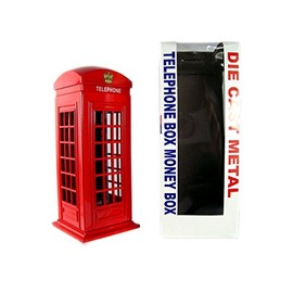 Money Boxes 784311757517 Telephone Box Made of Die Cast, London Collectable Souvenir, Metalic Red