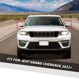 Jimen Fit for Jeep Grand Cherokee 2021-2024, 2PCS Side Door Mirror Caps Mirror Cover Trim (Chrome)