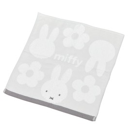 Nishikawa XT32708669 Miffy Wash Towel, 13.4 x 13.8 inches (34 x 35 cm), Washable, 100% Cotton, Silhouette, Made in Japan, Gray