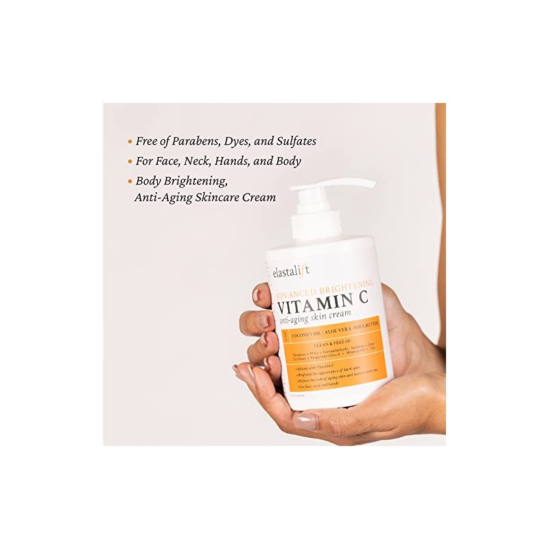 Elastalift- Crema iluminadora facial y corporal con vitamina C, loción