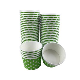 MMvolesy 6oz Lime Green Paper Ice Cream Cups Polka Dot Paper Disposable Dessert Cups, Ice Cream Bowls For Cold Or Hot Food, Paper Dessert Cups, And Coloured Paper Cups For Soups 50Pc