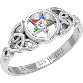 US Jewels Masonic Ladies 925 Sterling Silver 9mm Eastern Star Ring, Size 7.5