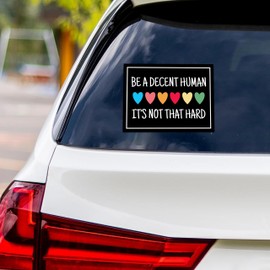 Be A Decent Human Vinyl Sticker, Resist Hate Decal, Anti-Trump, Resist Racism Sticker, Resist Fascism Car Bumper Sticker, 6" x 4.5"