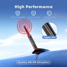 KARTONMOTOR Universal 50 Cal Bullet Antenna,Fits for All Chevy GMC Ford Jeep Dodge Toyota 5.5" AM/FM Radio Universal Carbon Fiber Antenna (Red)