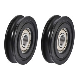 sourcing map U608ZZ Nylon Pulley U Groove Ball Bearing Roller Guide Wheel 8x40x10mm Double Metal Shielded (GCr15) Chrome Steel Bearings Black 2pcs