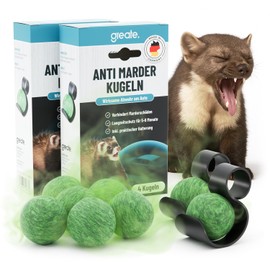 greate 8X Marderschreck Duft Kugeln inkl. Halterung - Sofortige & langfristige Marderabwehr Auto - Made in Germany - Marderschreck Auto